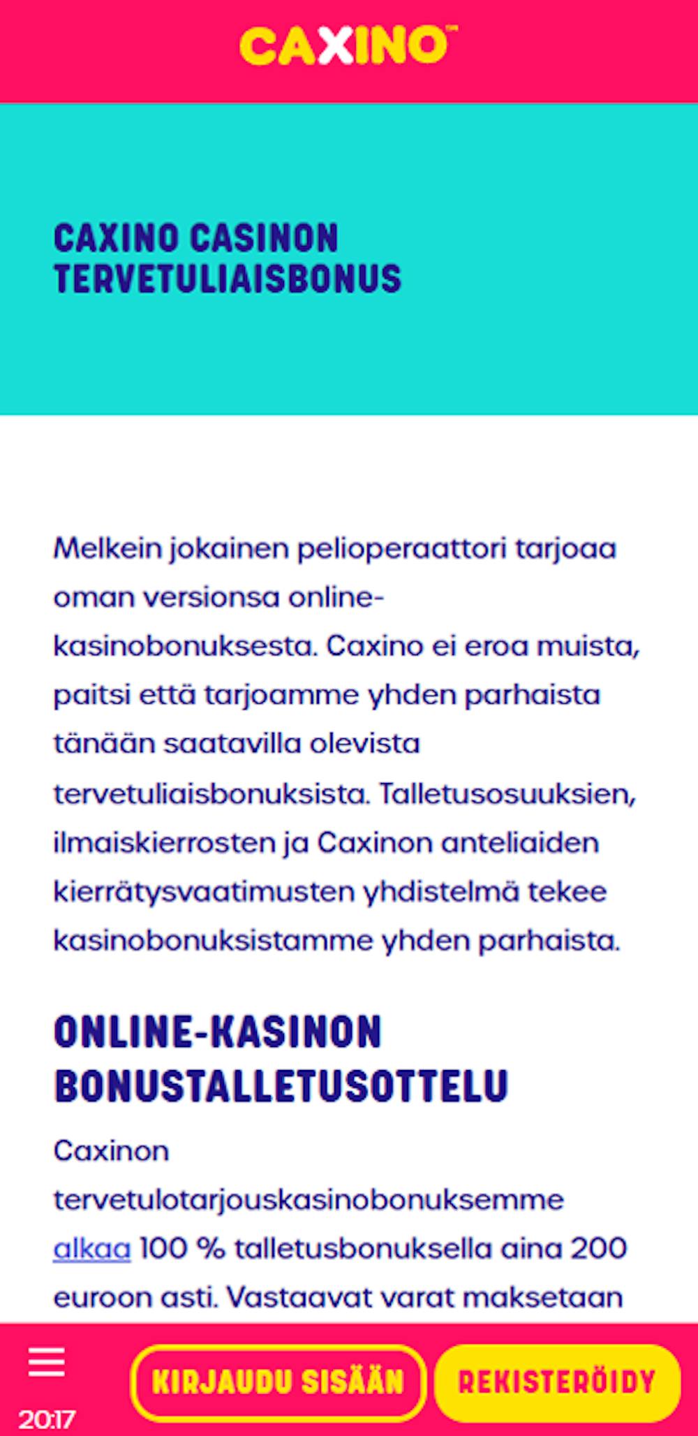 Caxino Casinon tervetuliaisbonus