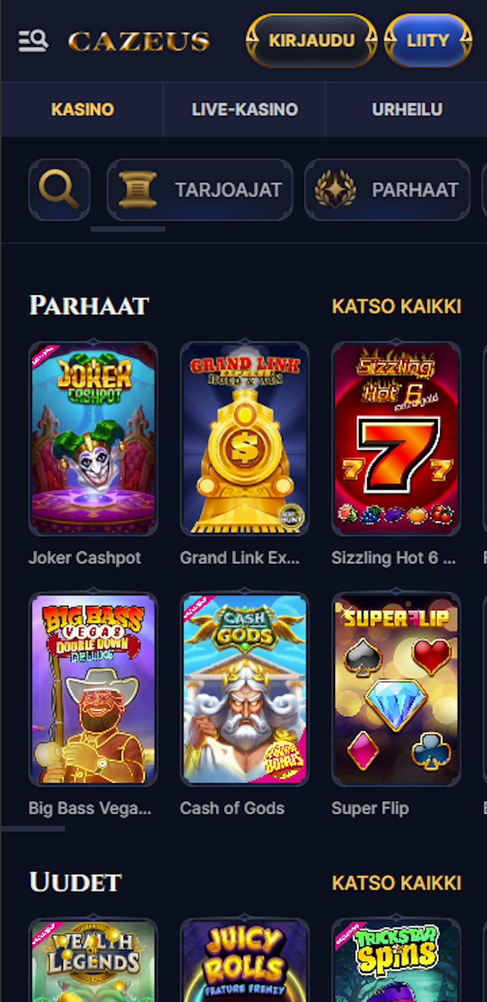 CaZeus Casinon pelit