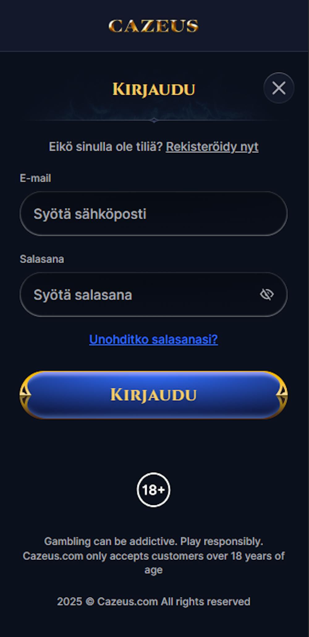 Cazeus rekisteroityminen