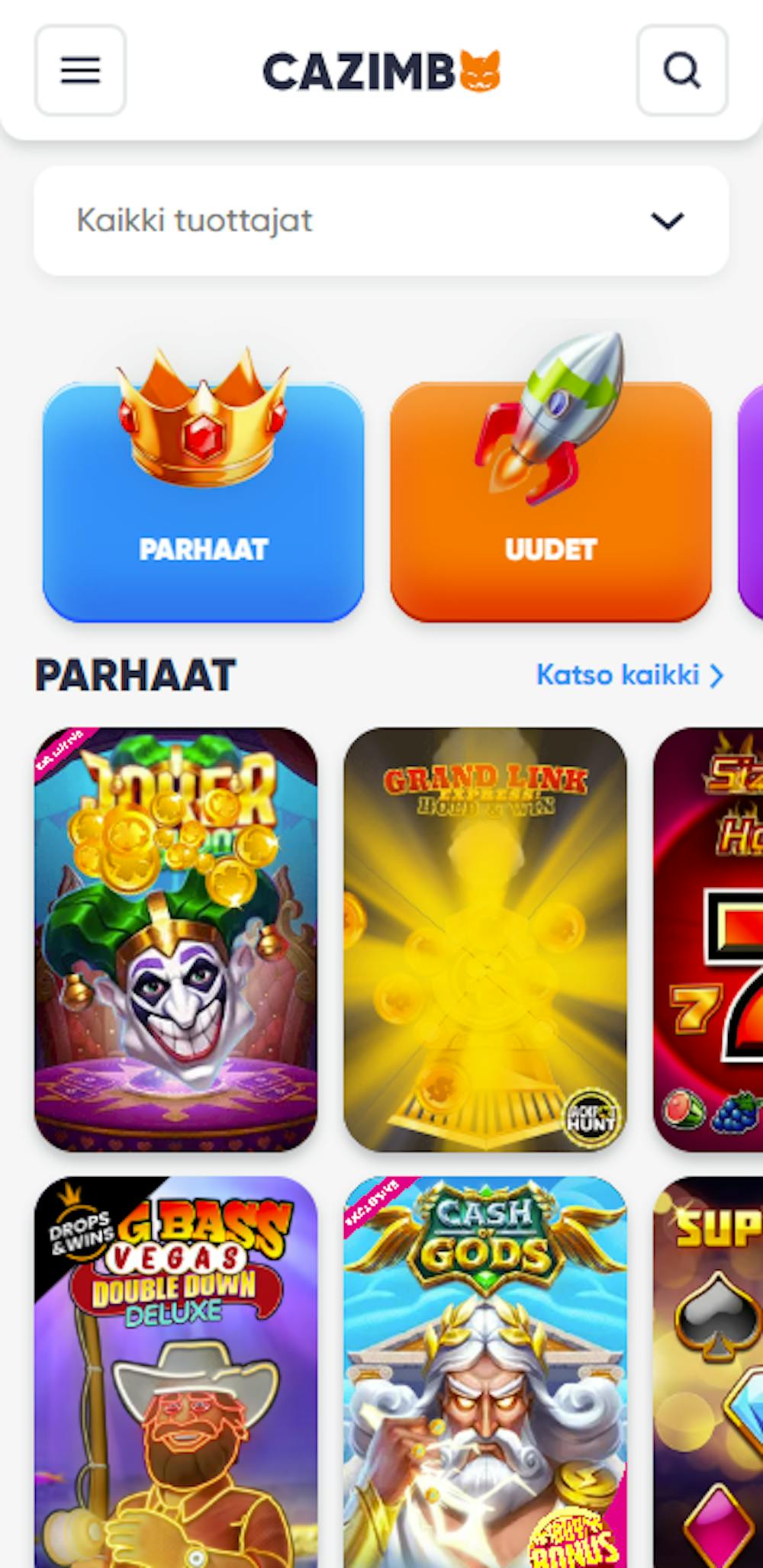 Cazimbo Casinon pelivalikoima