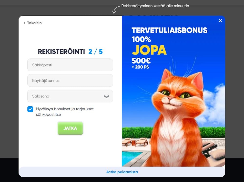 Cazimbo Casinolle rekisteröityminen