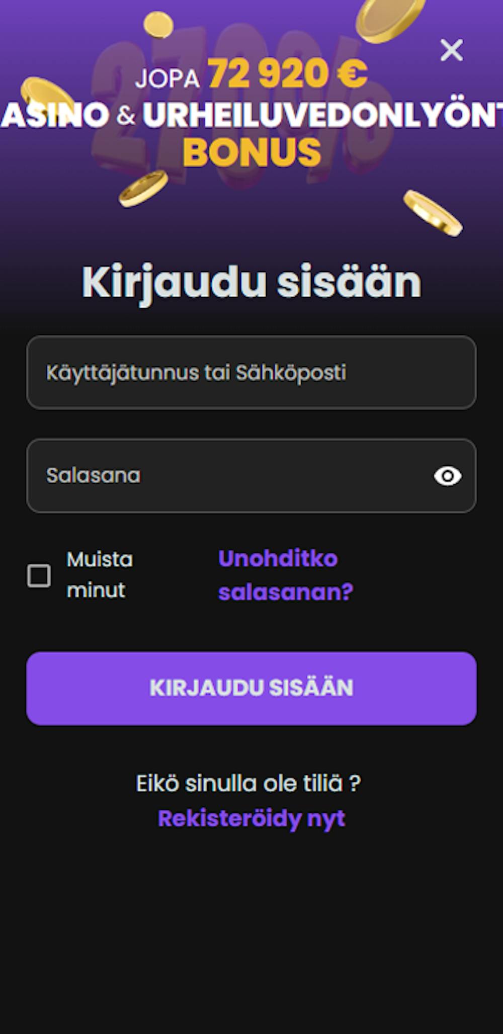 Rekisteröityminen Chipstars kasinolle