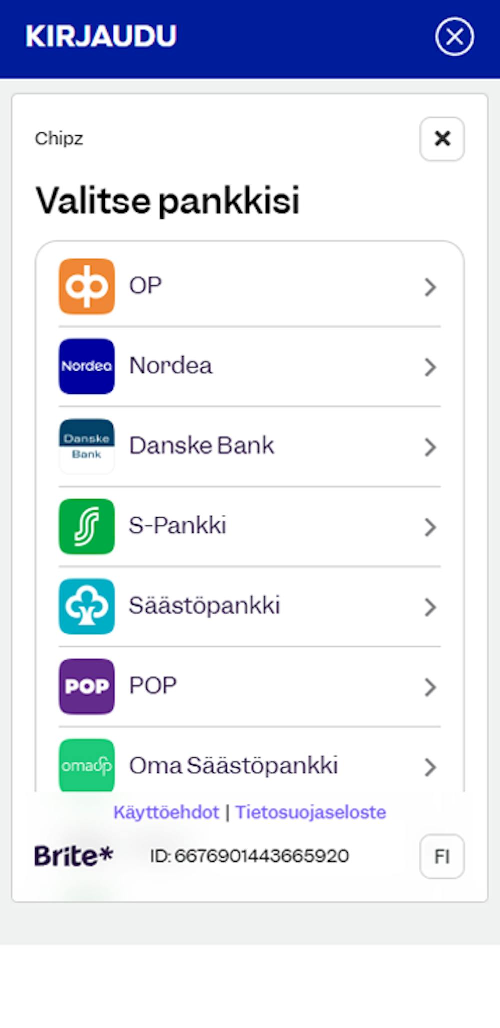 Pelitilin avaaminen Chipz kasinolle