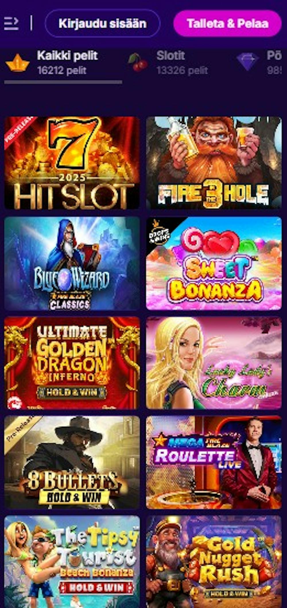Cipherwins Casinon pelikirjastosta löytyy esimerkiksi Sweet Bonanza, Gold Nugget Rush ja monet muut kolikkopelisuosikit.