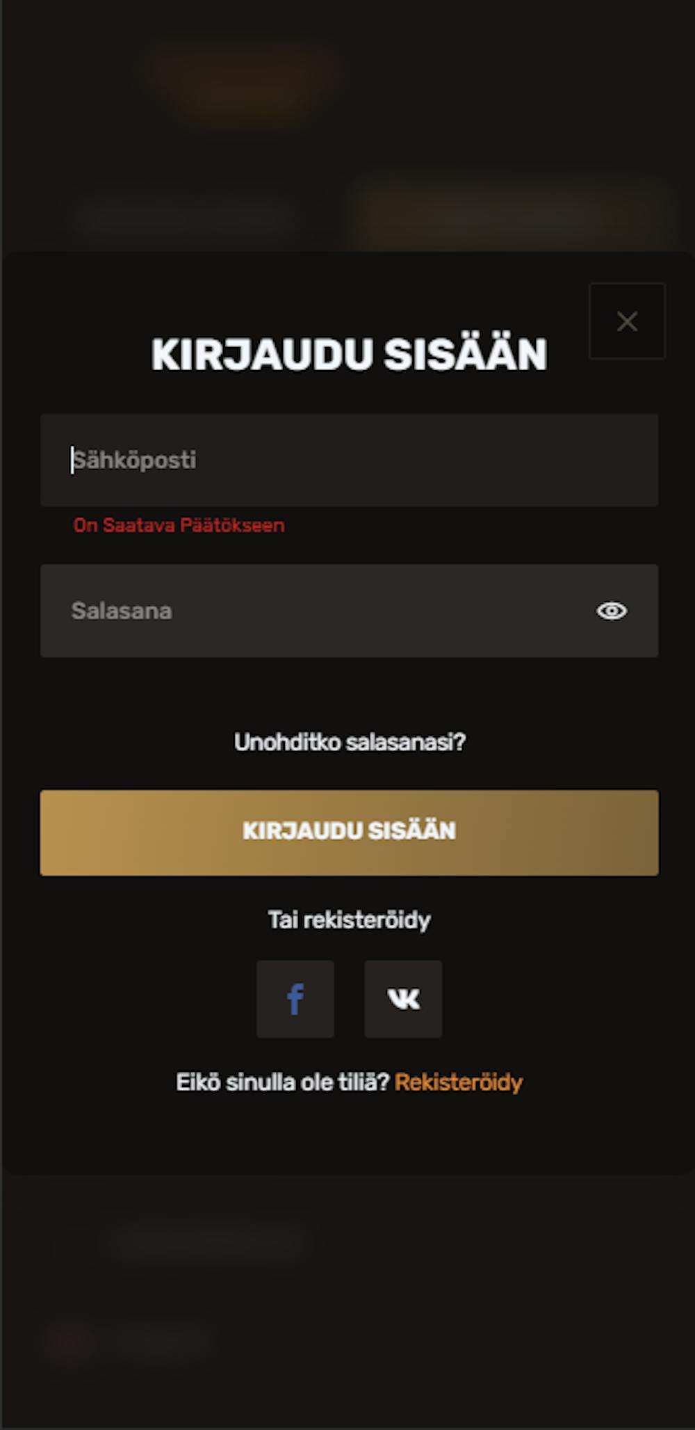Rekisteröityminen Cleopatra kasinolle