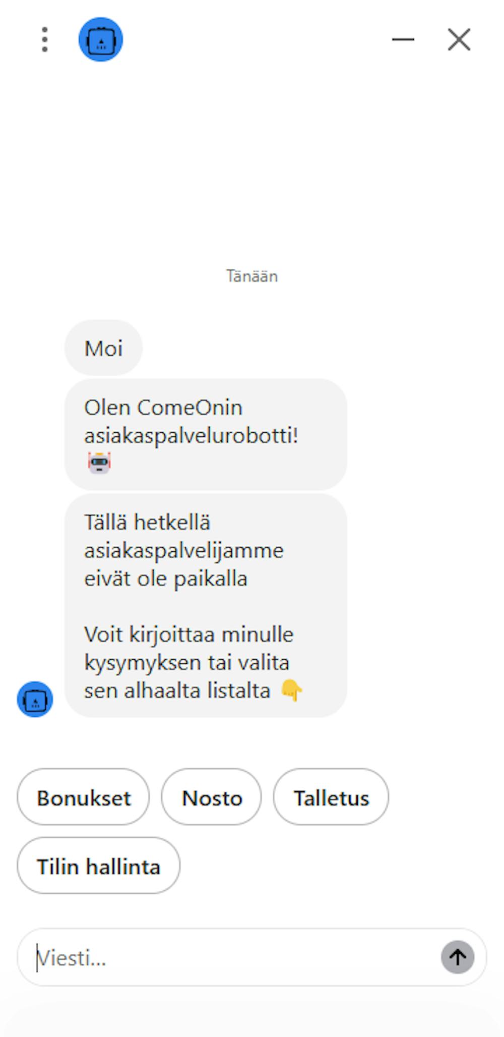 ComeOn asiakaspalvelu