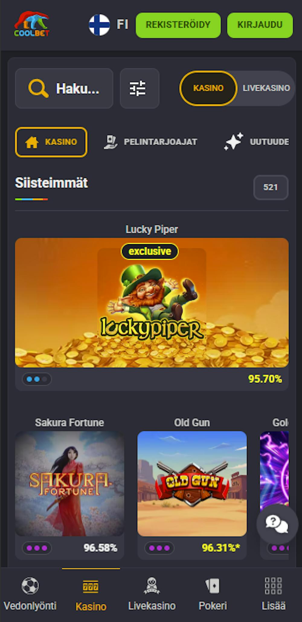 Coolbet Casino online-pelit