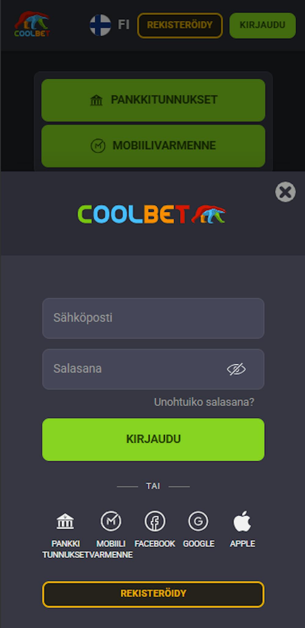 Coolbet Casinolle rekisteröityminen