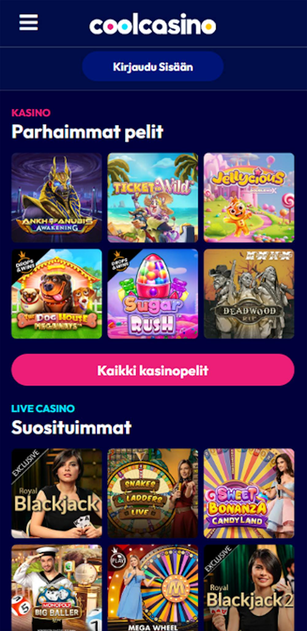 Cool Casino nettikasinon pelivalikoimaa