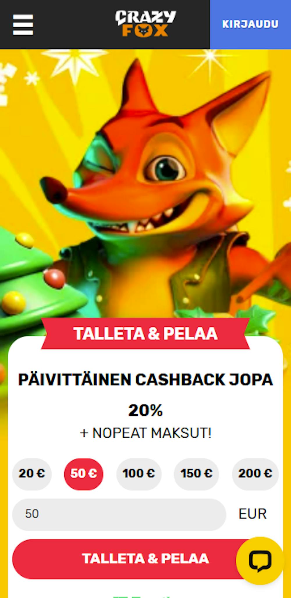 Crazy Foxin tervetulotarjous