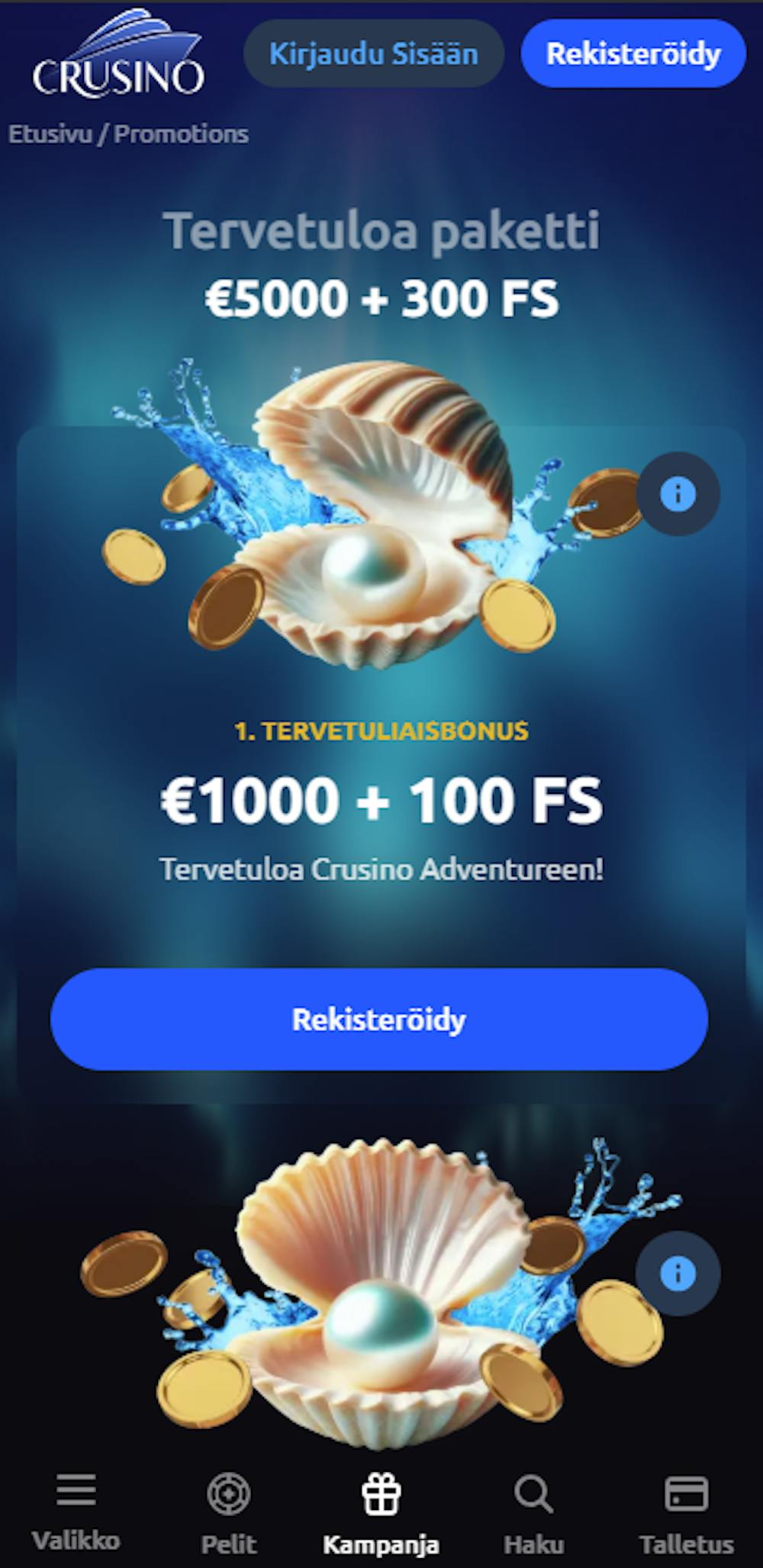 Crusino Casinon tervetuliaisbonus