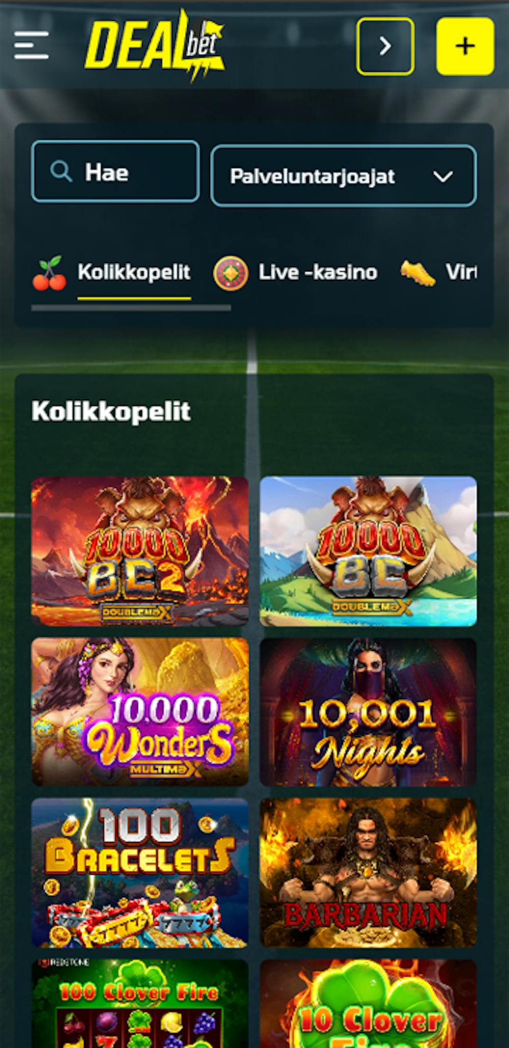 Dealbet pelivalikoima