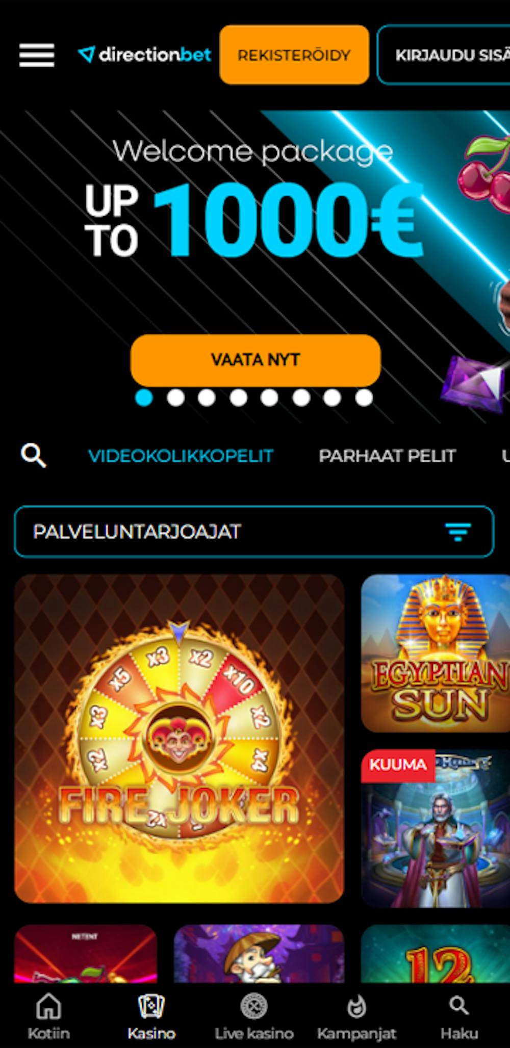 Directionbetin pelivalikoima