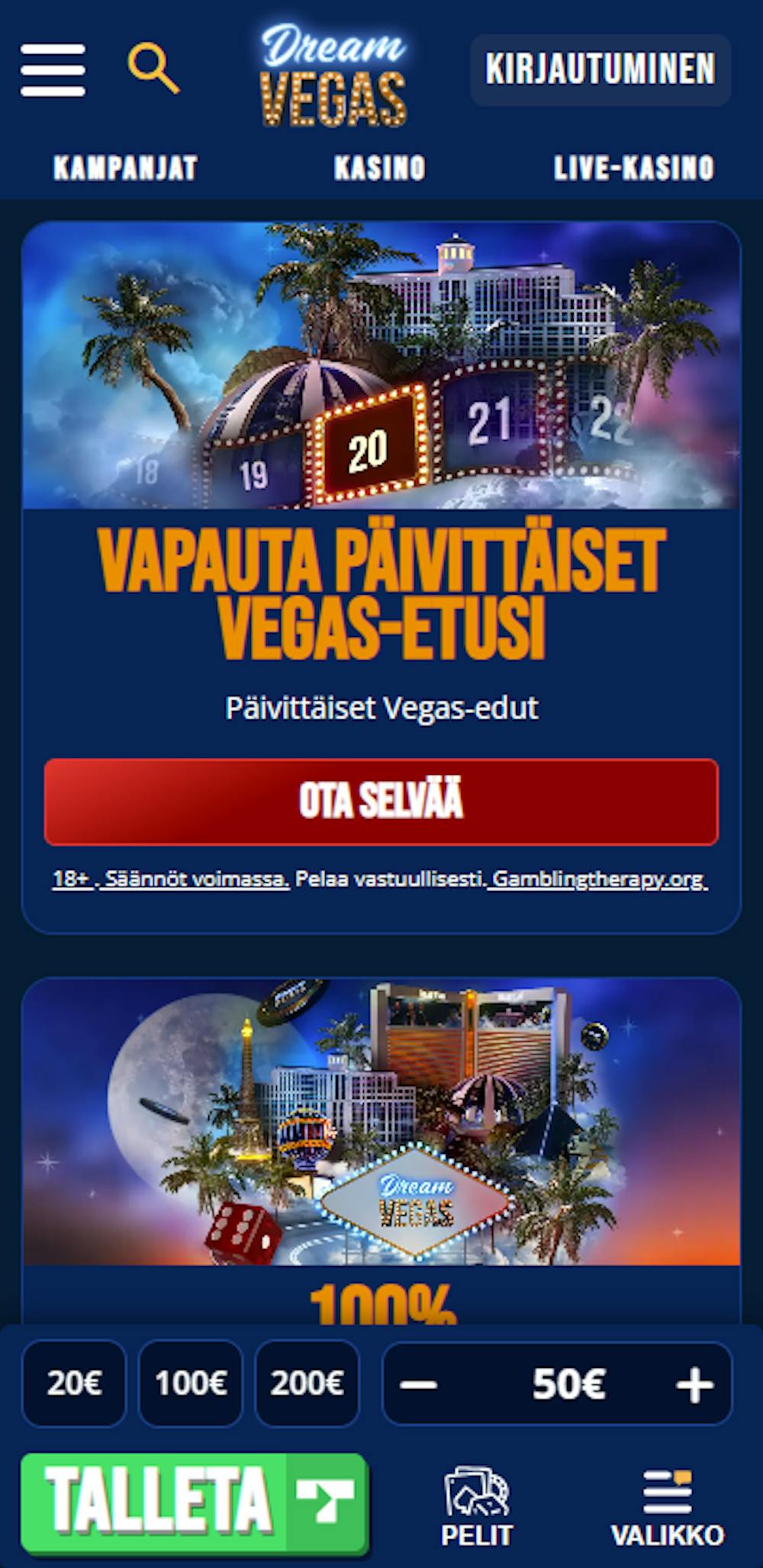 Nettikasino Dream Vegasin tervetuliaisbonus