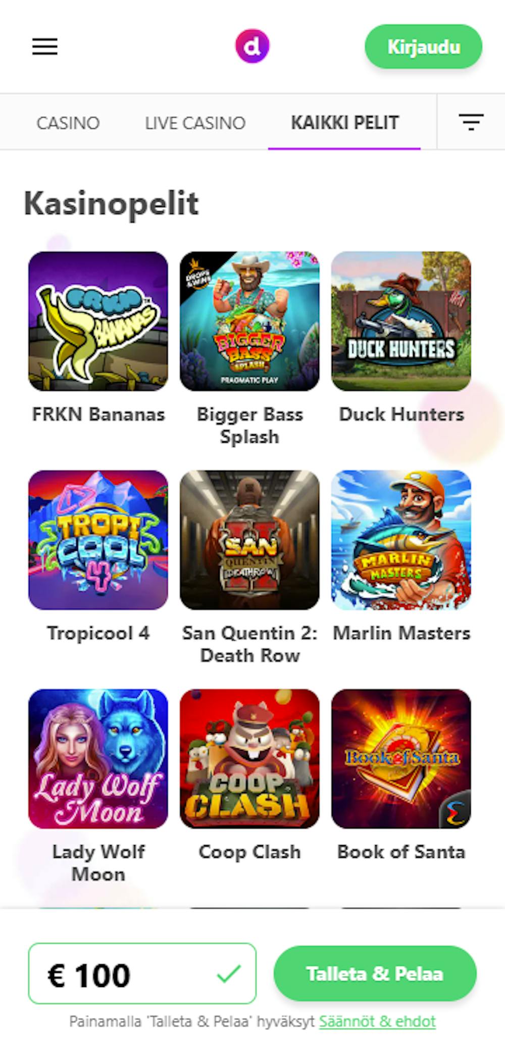 Dreamz Casinon pelivalikoima