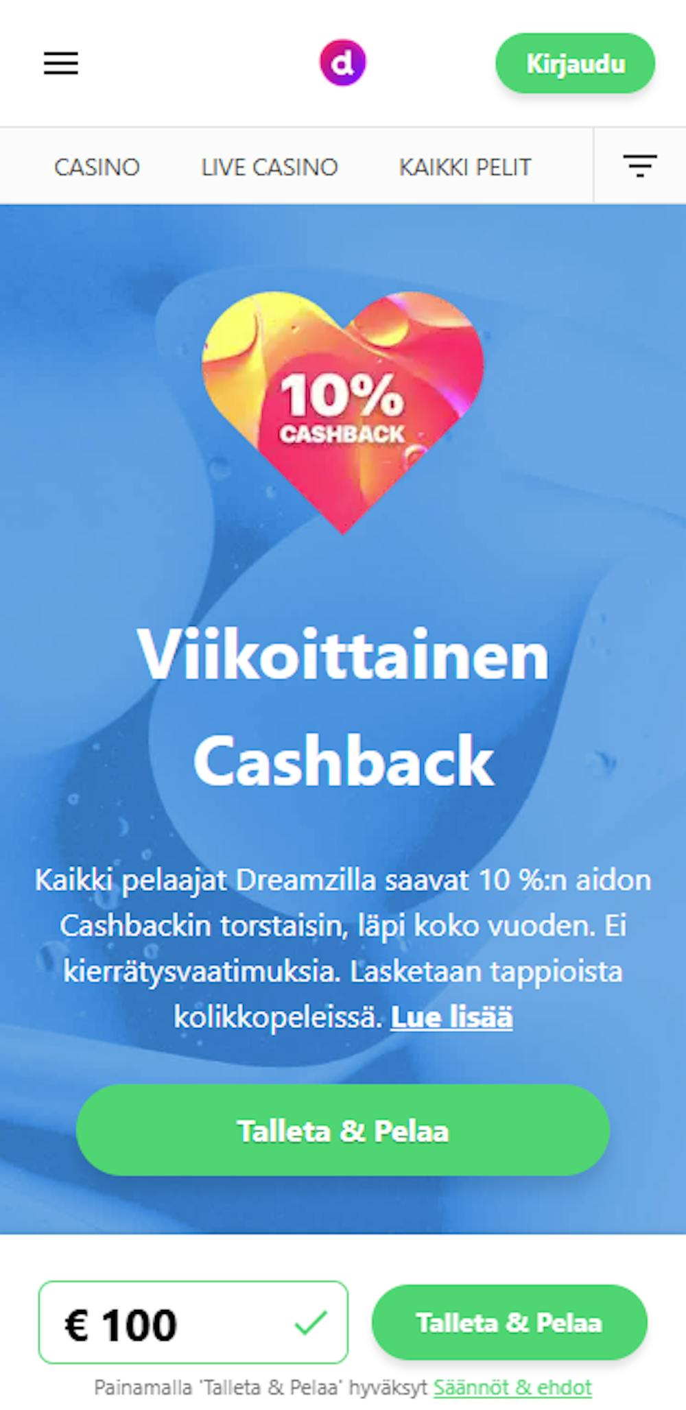 Dreamz tervetuliaisbonus