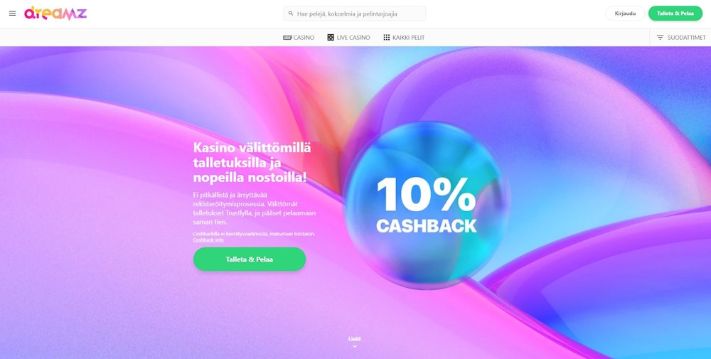 Dreamz Casinon kotisivut