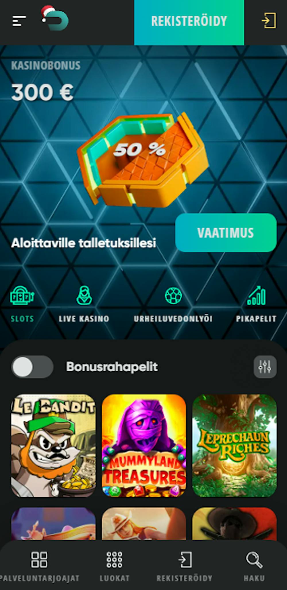 Drip Casinon tervetuliaisbonus