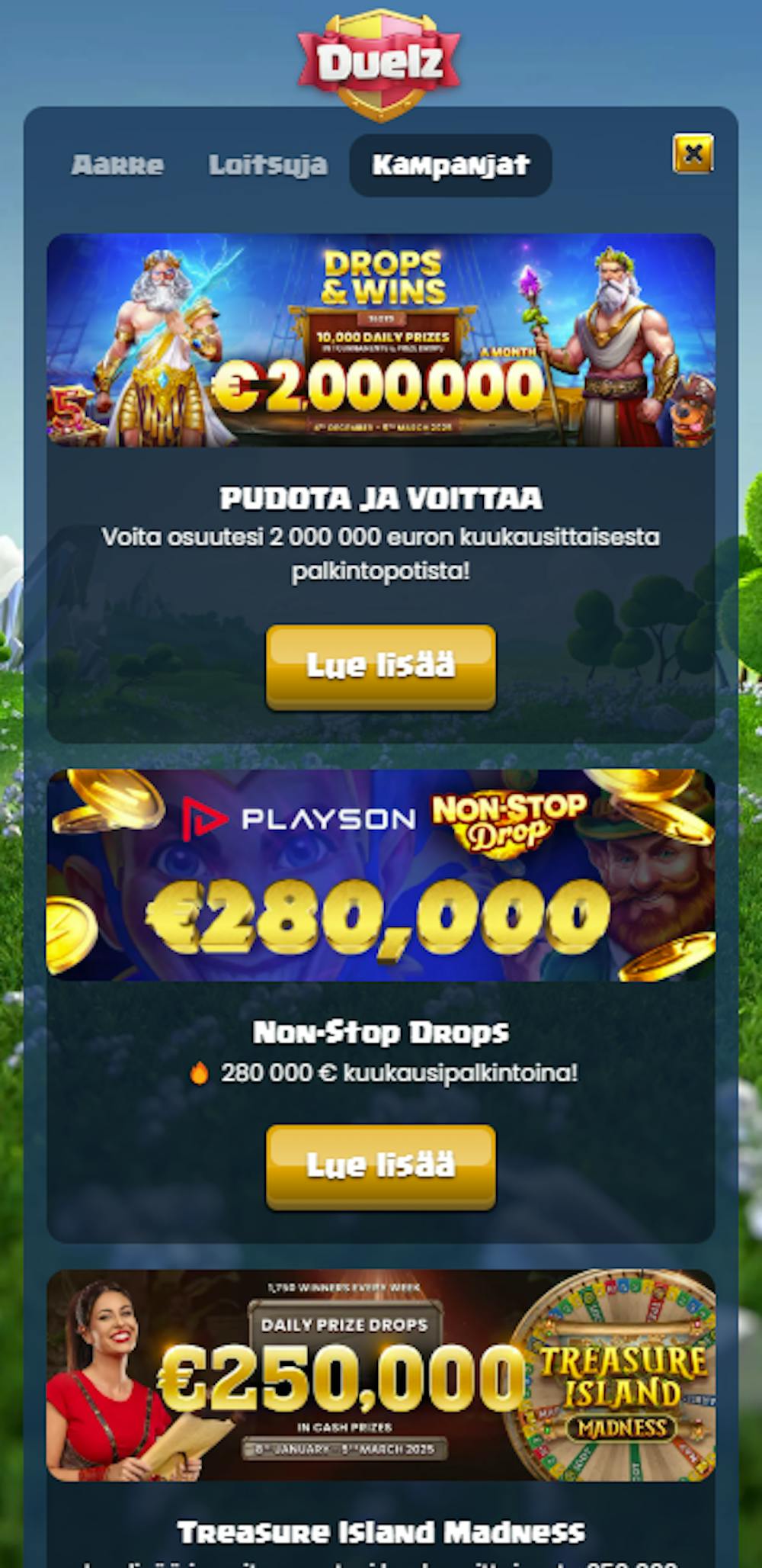 Duelz Casinon tervetuliaisbonus