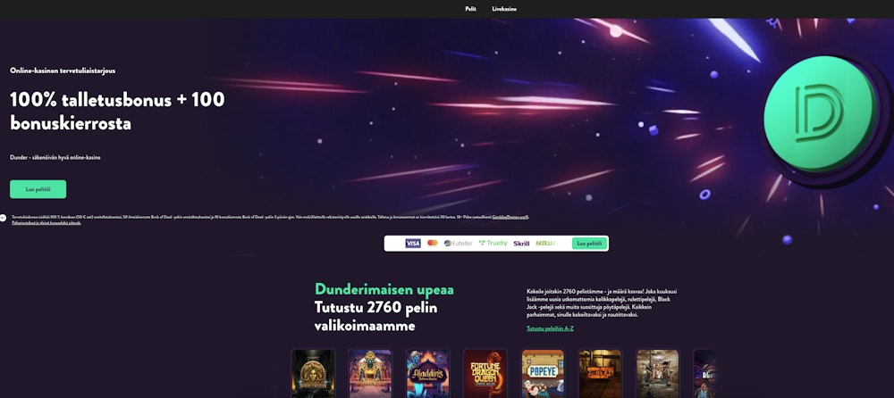 dunder casino etusivu