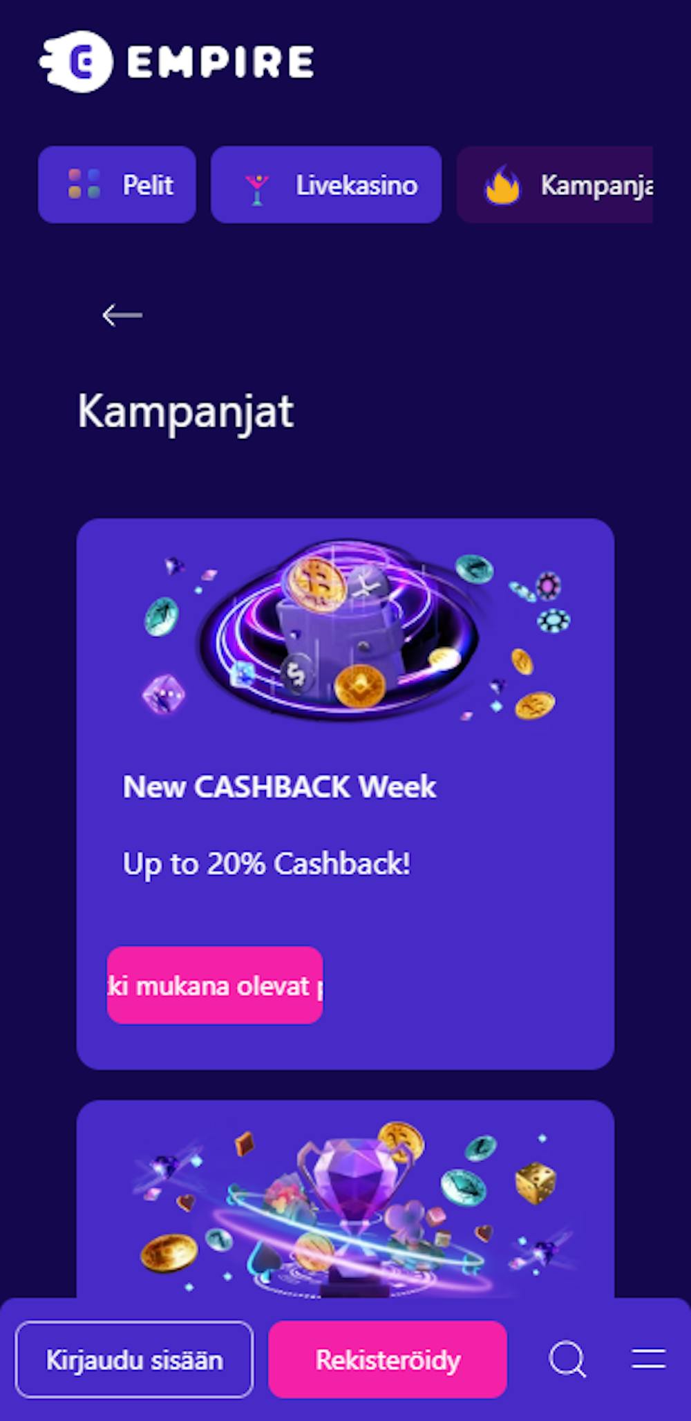 Empire.io nettikasinon tervetuliaistarjous