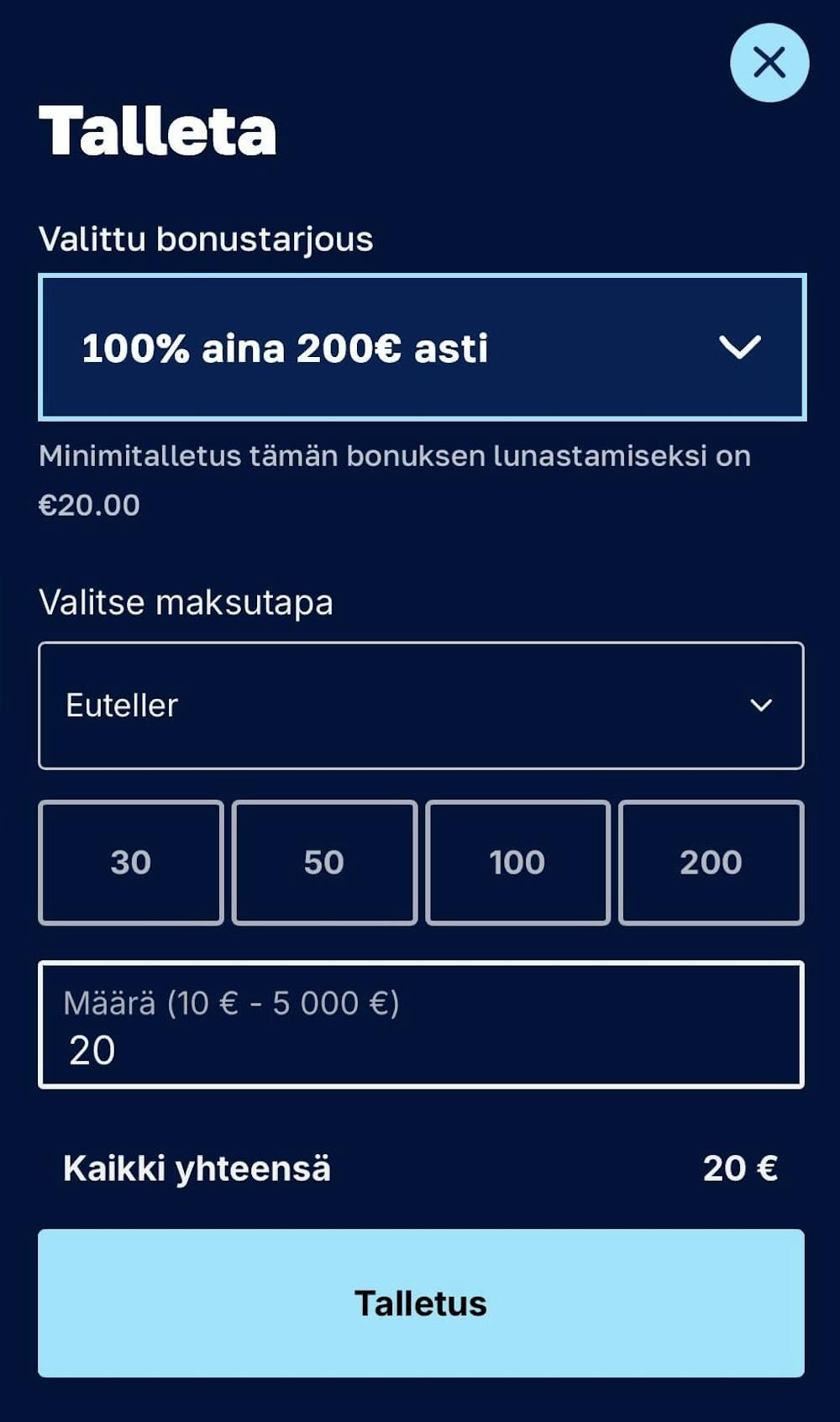 Euteller tee talletus