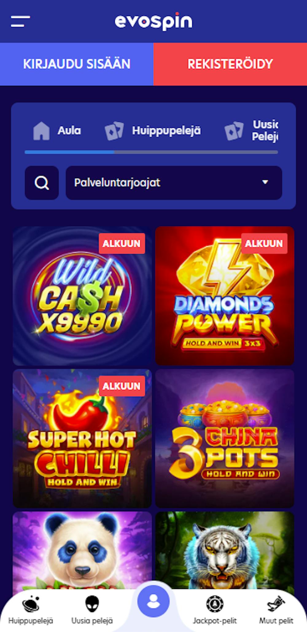 Evospinin pelivalikoima