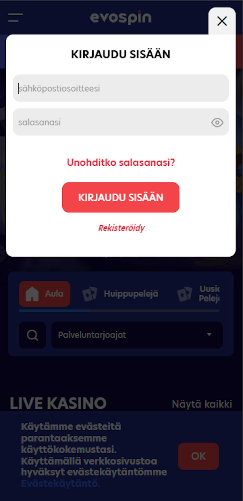 Evospin login
