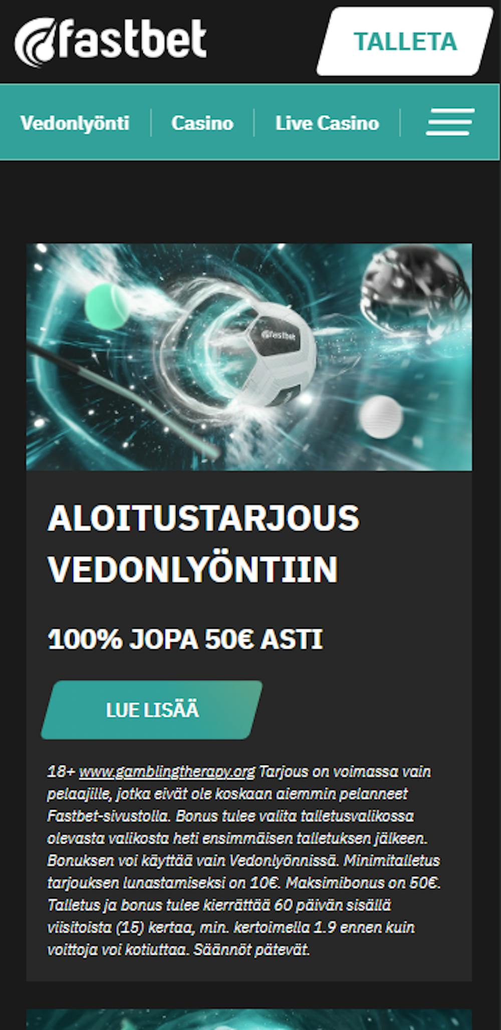Fastbet tervetuliaisbonus