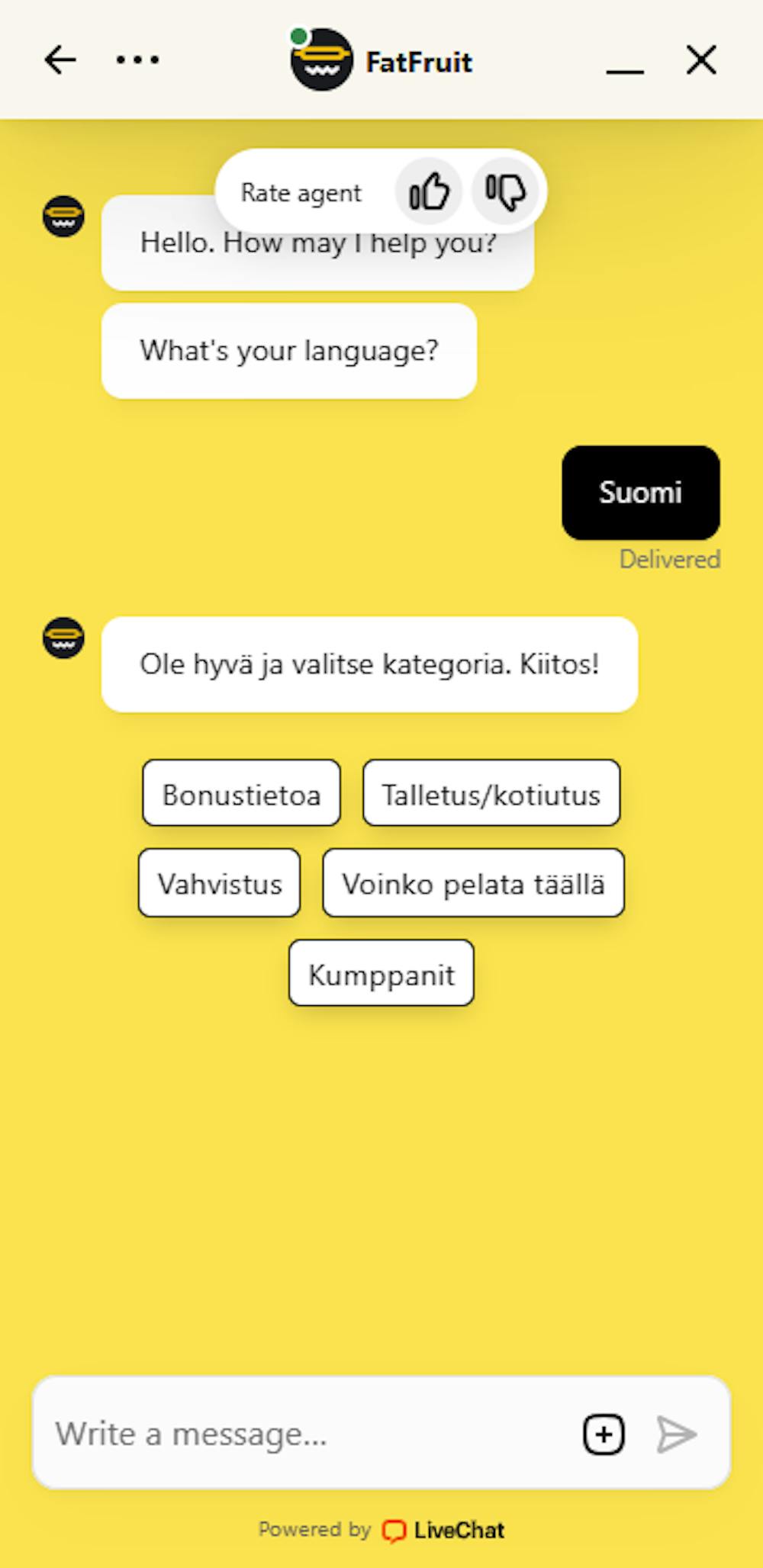 FatFruit Casinon asiakaspalvelu