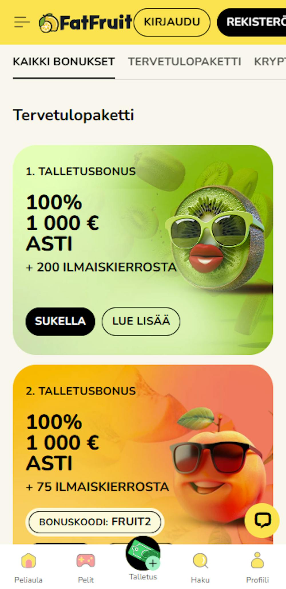 FatFruit tervetuliaisbonus