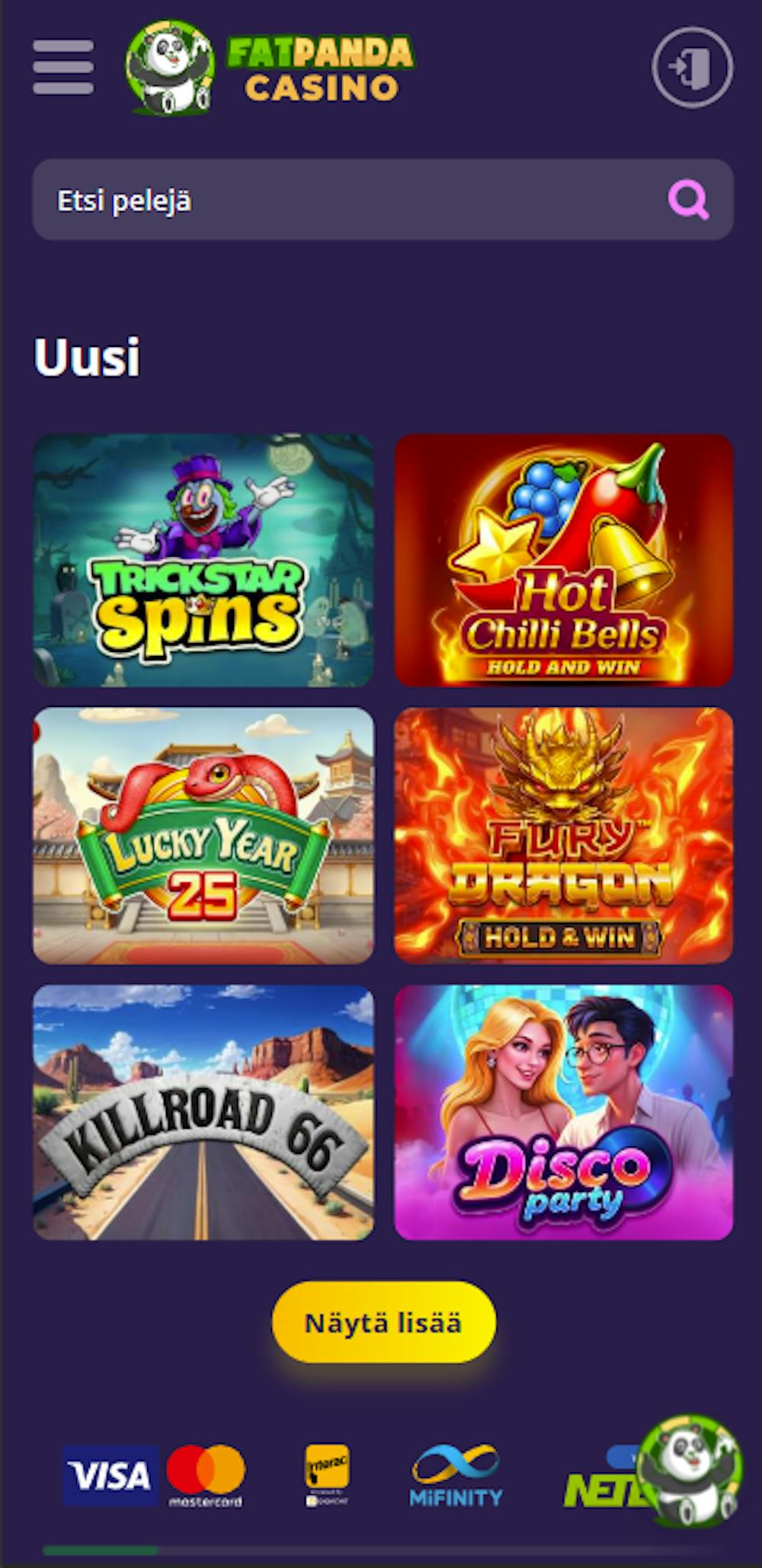 Pelivalikoimaa Fat Panda Casinolla