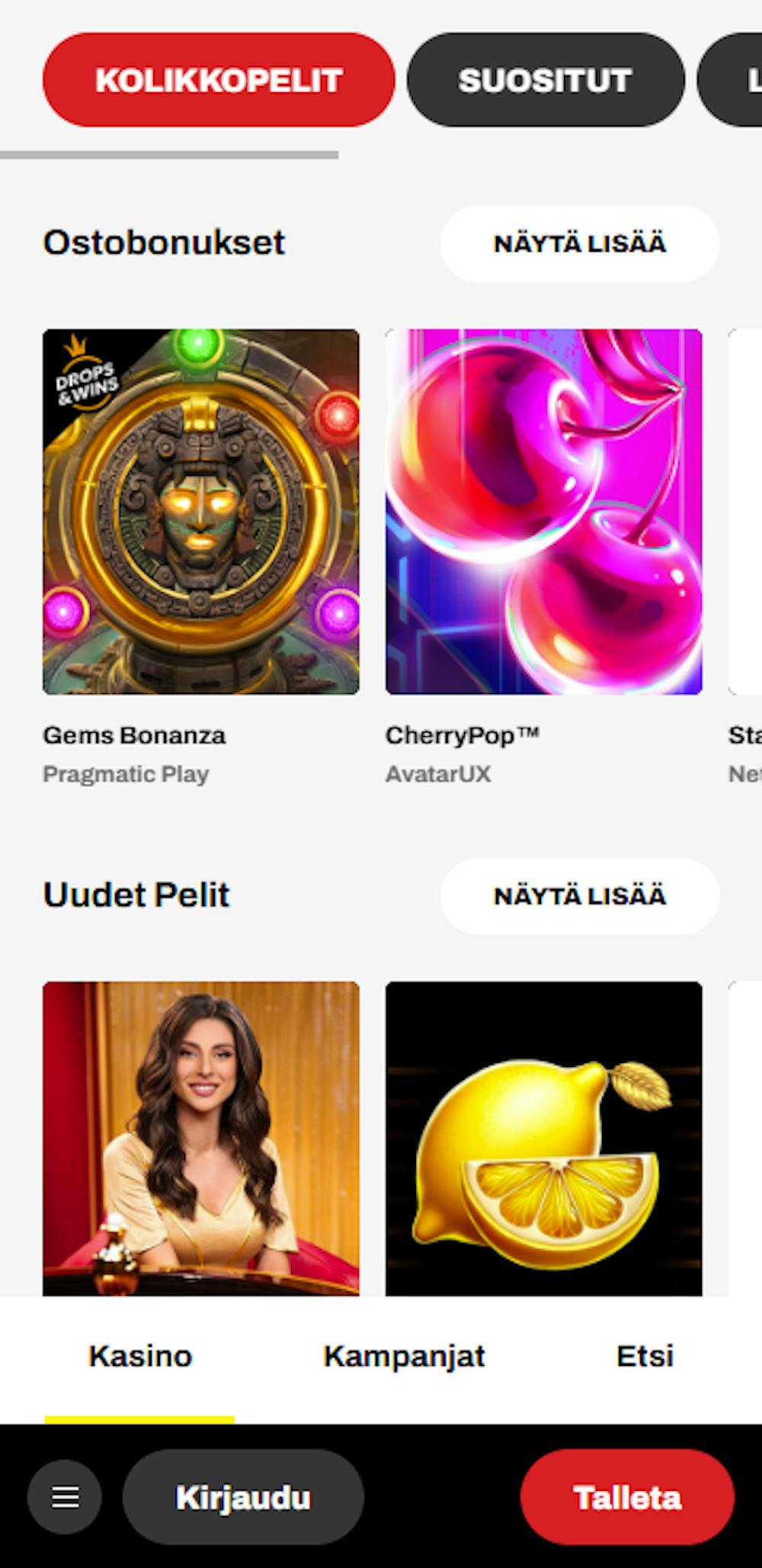 Firespin Casinon pelivalikoimaa