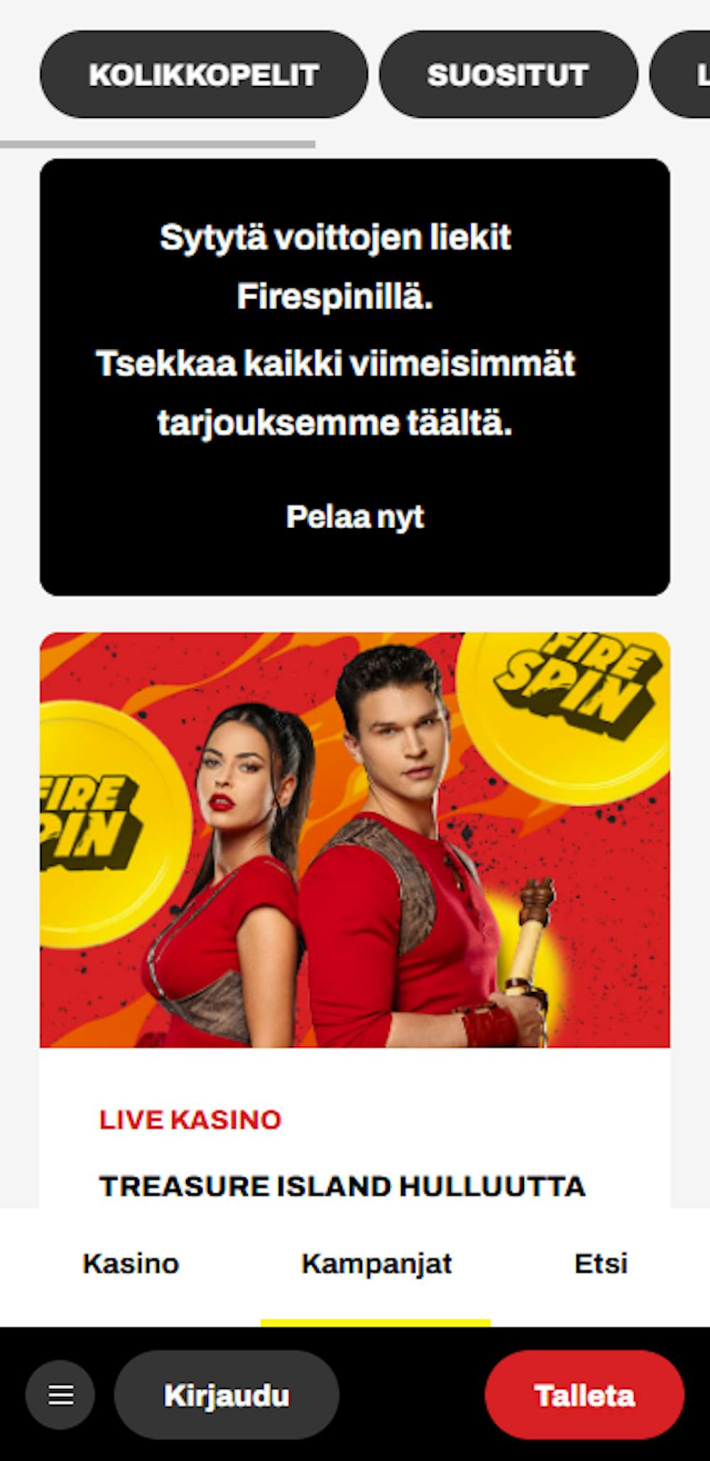 Firespin Casinon tervetuliaisbonus