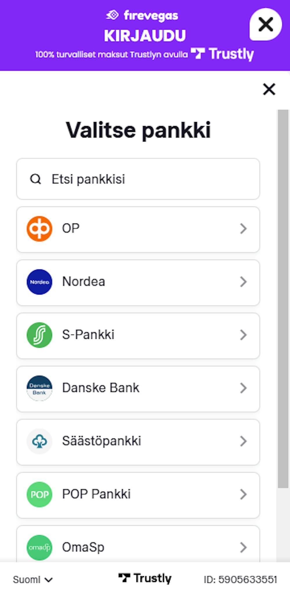 Pelitilin luominen Firevegas kasinolle