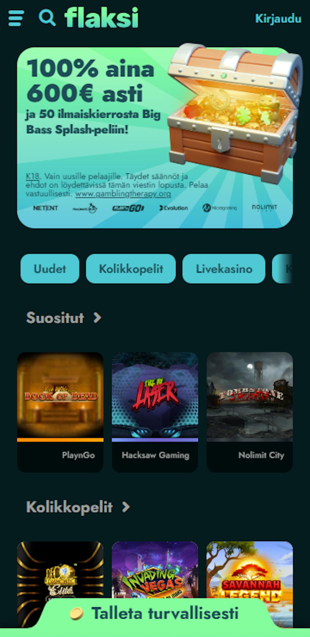 Flaksi kasinon tervetuliaisbonus
