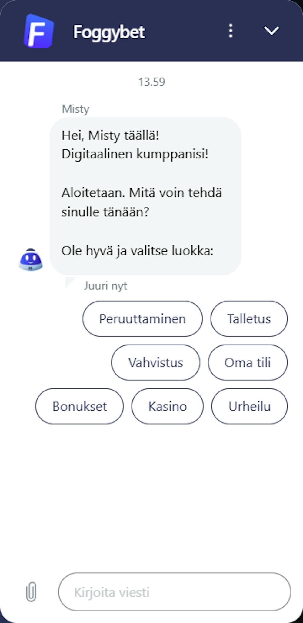 Foggybet Casino asiakaspalvelu