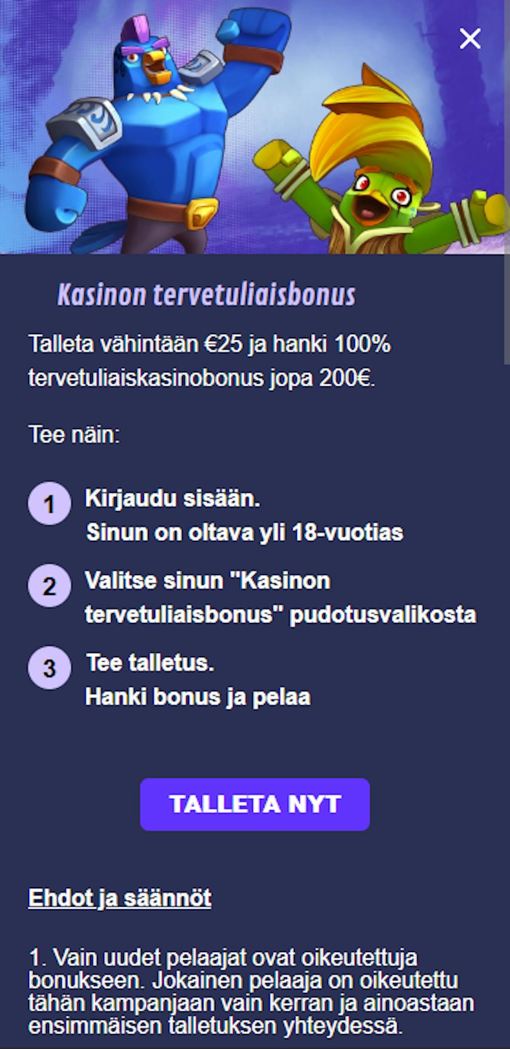 Foggybet nettikasinon tervetuliaisbonus