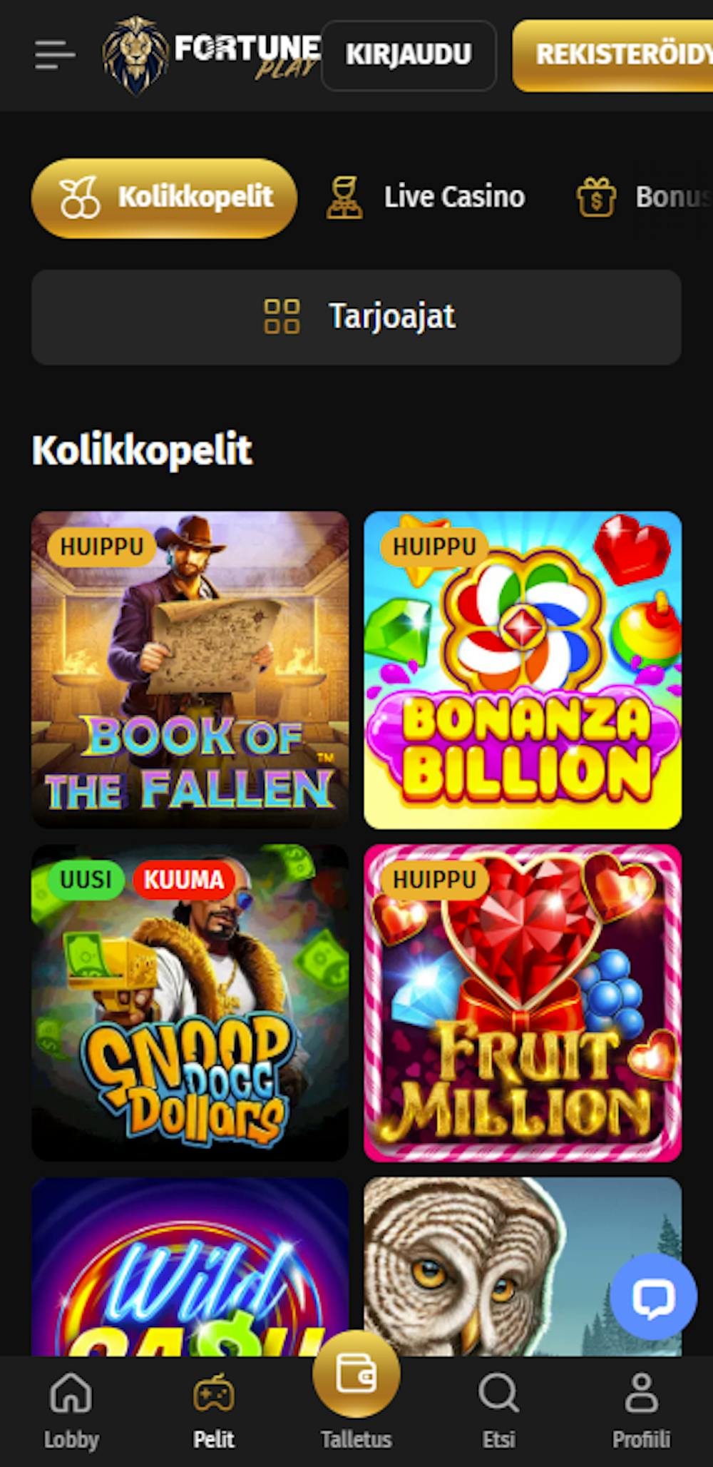 fortuneplayn pelivalikoima