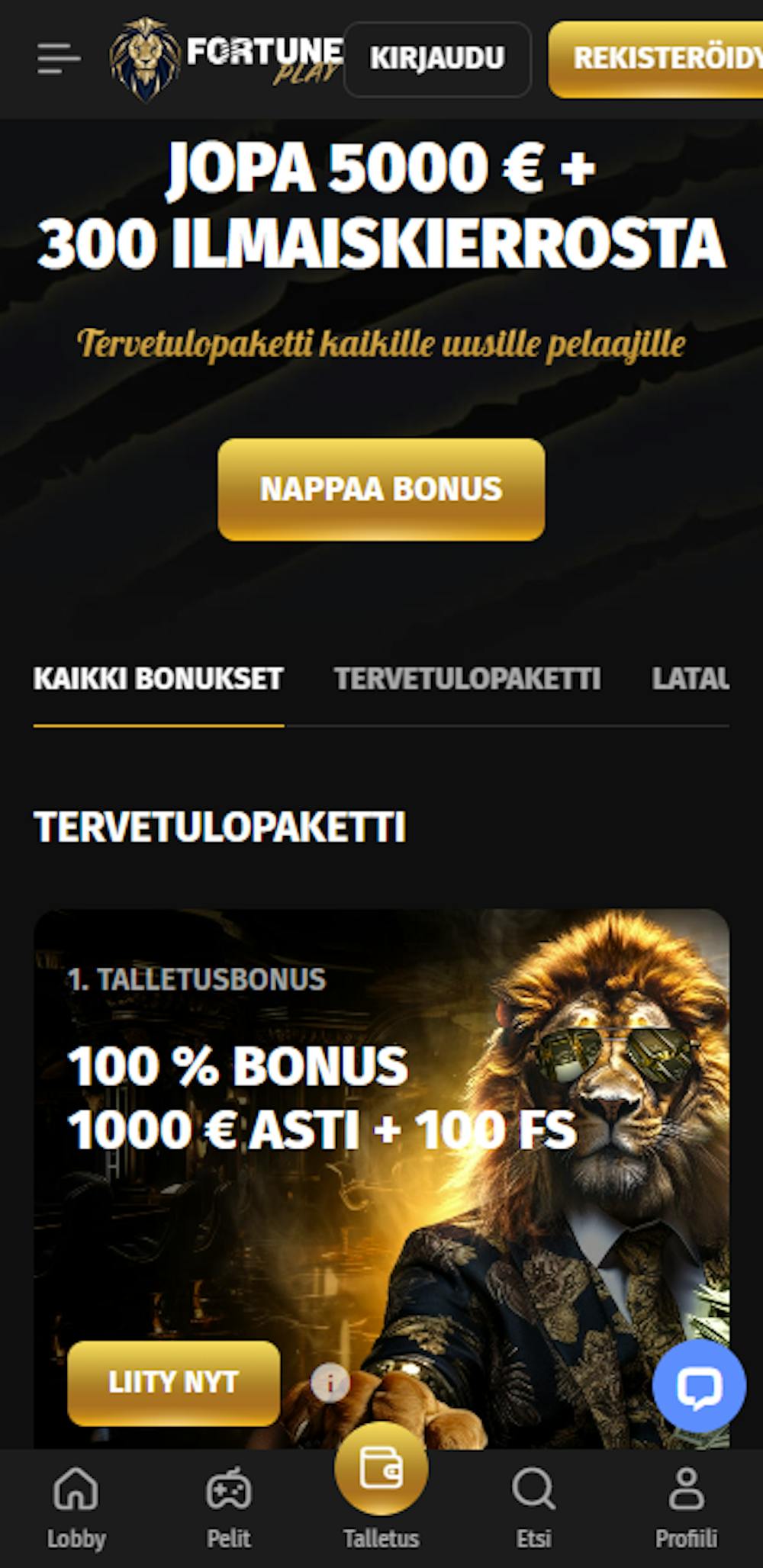 Fortuneplay Casinon tervetuliaisbonus