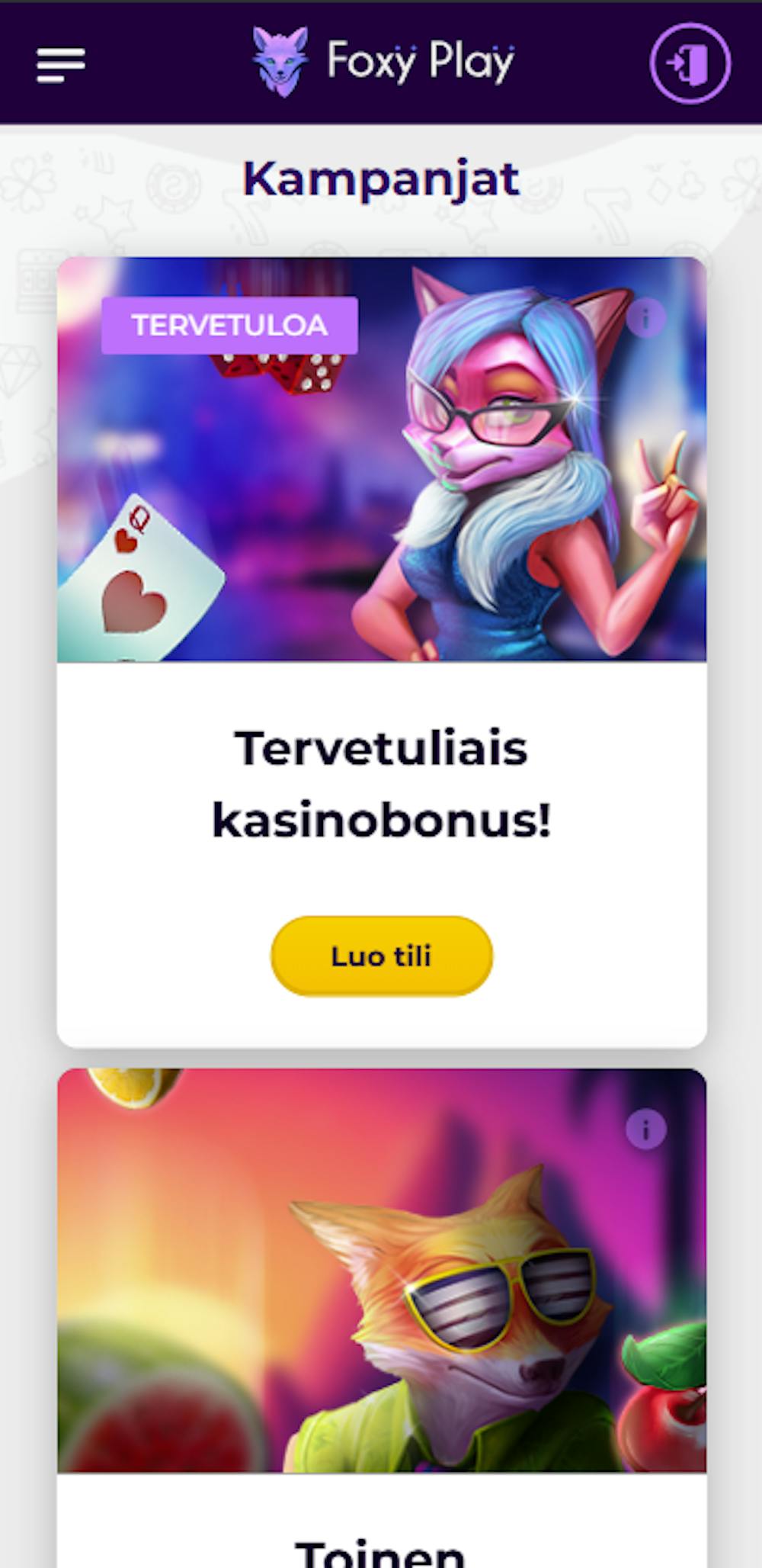 FoxyPlay nettikasinon tervetuliaisbonukset