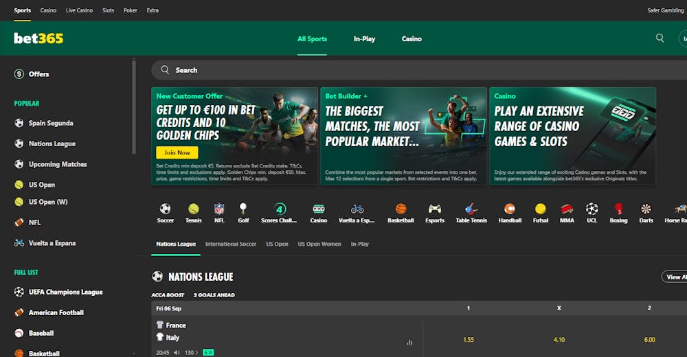 Bet365 kasino tarjoaa tervetuliaisbonukset kasinolle ja vedonlyöntiin.