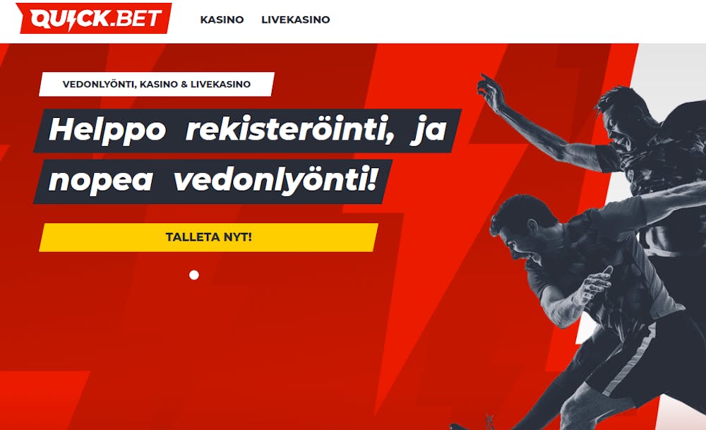 Quickbet korostaa etusivullaan nopeaa pelaamista.