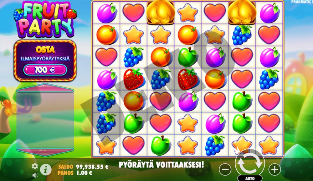 Fruit Party kolikkopeli sadan pyöräytyksen jälkeen