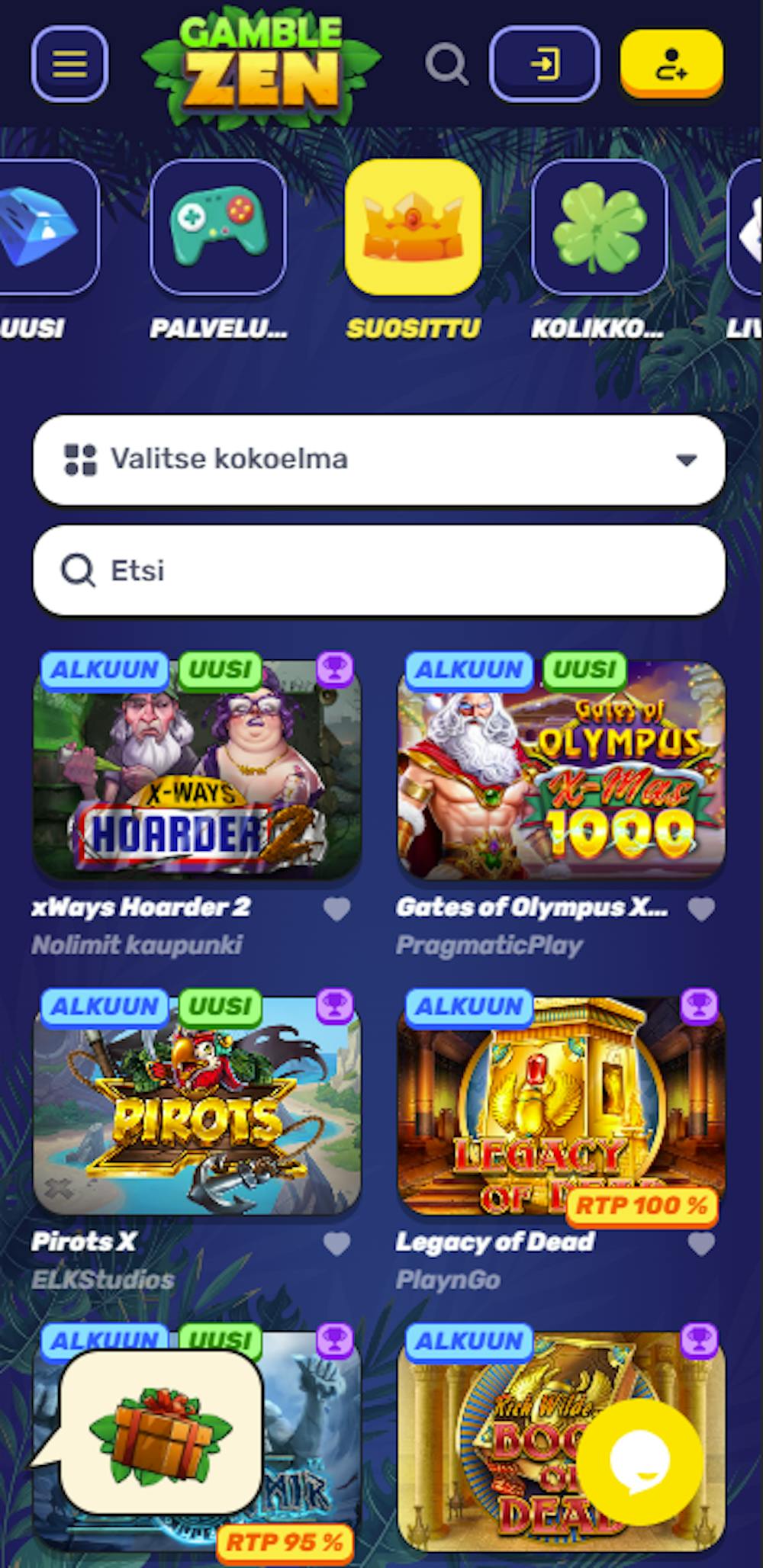 Gamblezenin pelivalikoima