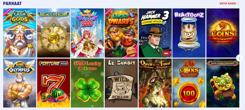 Bankobet nettikasinon pelivalikoima.