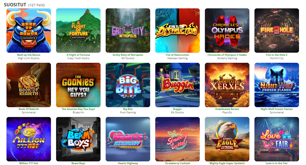 Casilime nettikasinon pelejä.