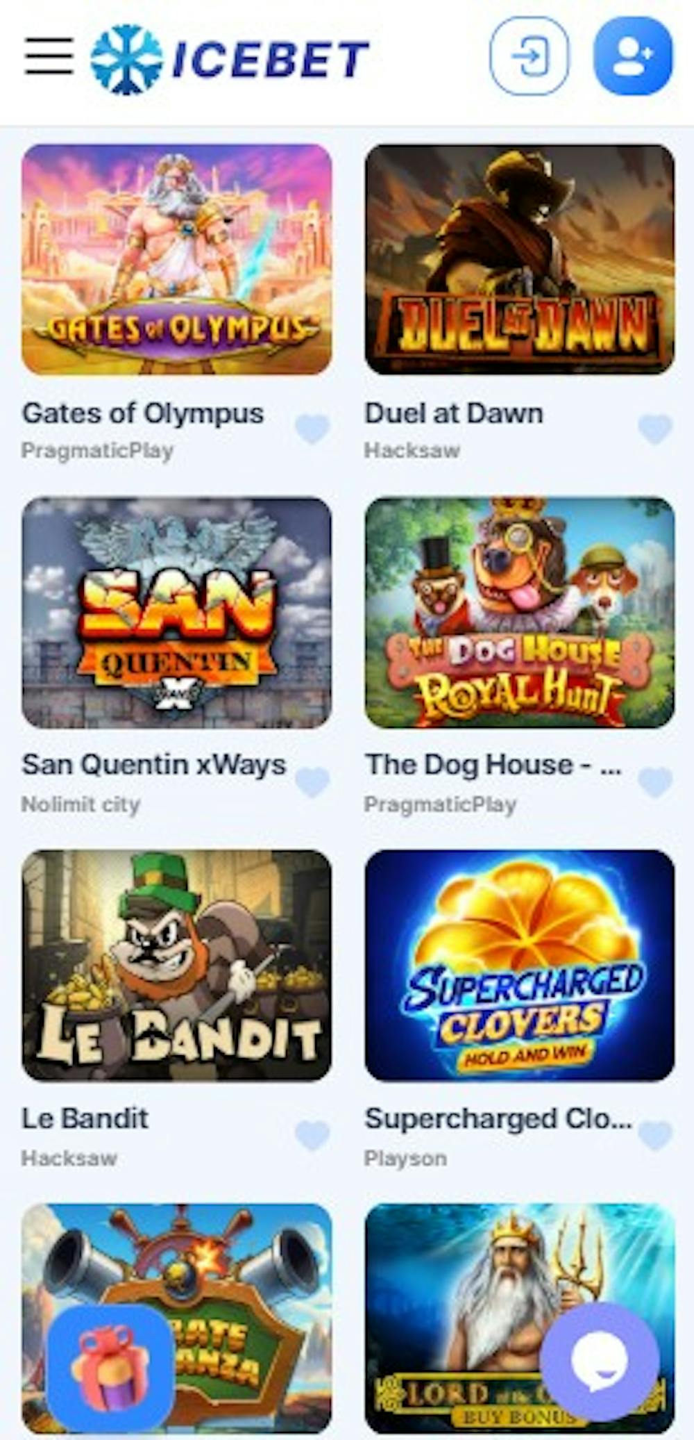 Icebet kasinon suosittuja pelejä ovat esimerkiksi Gates of Olympus ja The Dog House.