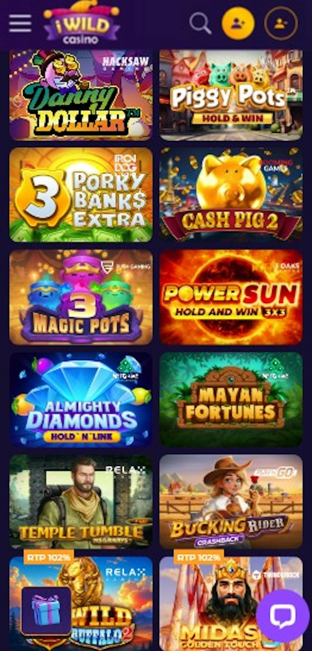 iWild Casinon pelivalikoimaan kuuluvat esimerkiksi Cash Pig 2 ja Mayan Fortunes -pelit.