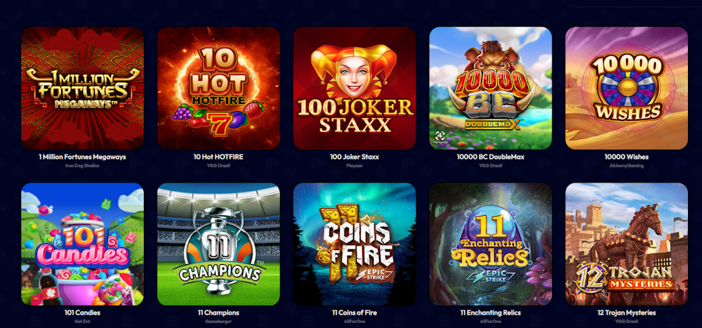 Kunkku kasinon pelivalikoimaa.